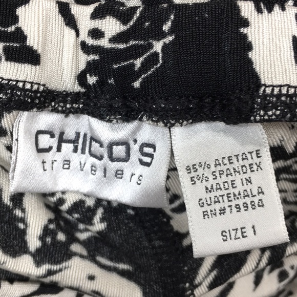 Chicos Travelers Black White Floral Print Skirt - Picture 8 of 10